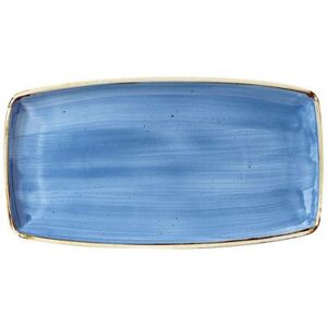 "Churchill SCFSOP141 14"" x 7 1/4"" Rectangular Stonecast Plate - Ceramic Cornflower Blue"