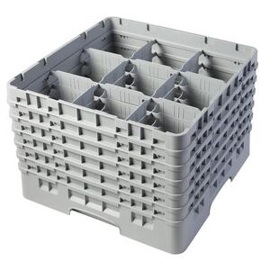 "Cambro 9S1114151 Camrack Glass Rack w/ (9) Compartments - (6) Extenders, Soft Gray, 9 Compartment, 11-3/4"""