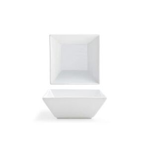 "Front of the House DBO034WHP13 17 oz Square Kyoto Bowl - 5 1/2"" x 5 1/2"", Porcelain, White"