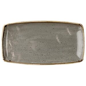 "Churchill SPGSOP141 14"" x 7 1/4"" Rectangular Stonecast Plate - Ceramic Peppercorn Gray"