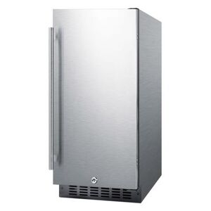 "Summit ALR15BCSS 14 3/4""W Undercounter Refrigerator w/ (1) Section & (1) Solid Door - Stainless Steel, 115v, Silver"