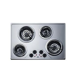 "Summit CR430SS 30""W Electric Stove w/ (4) Burners - Stainless Steel, 230v/1ph, 30"" Width, Silver"