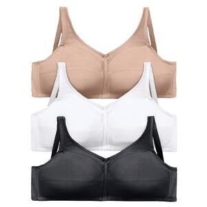 Plus Size Women's 3-Pack Cotton Wireless Bra by Comfort Choice in Basic Assorted (Size 40 D)