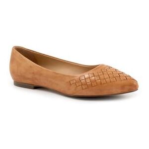 Extra Wide Width Women's Estee Woven Flat by Trotters in Luggage Nubuck (Size 8 1/2 WW)