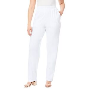 Plus Size Women's Straight-Leg Soft Knit Pant by Roaman's in White (Size 4X) Pull On Elastic Waist