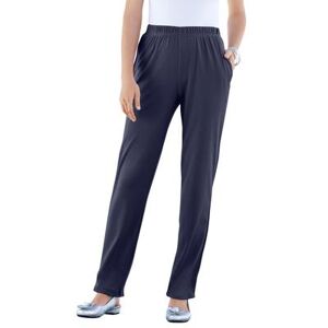 Plus Size Women's Straight-Leg Soft Knit Pant by Roaman's in Navy (Size 1X) Pull On Elastic Waist