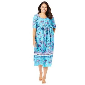 Plus Size Women's Mixed Print Short Lounger by Only Necessities in Caribbean Blue Paisley (Size 3X)