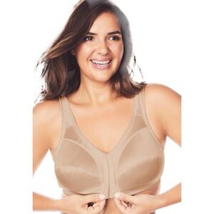 Plus Size Women's Front-Close Satin Wireless Bra by Comfort Choice in Nude (Size 48 B)