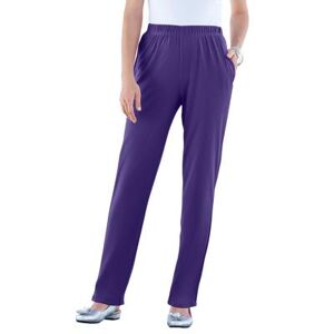 Plus Size Women's Straight-Leg Soft Knit Pant by Roaman's in Midnight Violet (Size 3X) Pull On Elastic Waist