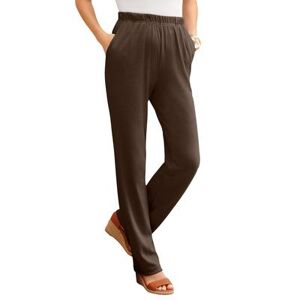 Plus Size Women's Straight-Leg Soft Knit Pant by Roaman's in Chocolate (Size 6X) Pull On Elastic Waist