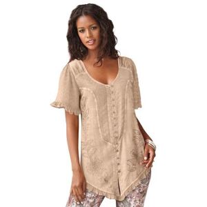 Plus Size Women's Acid Wash Tunic by Roaman's in New Khaki (Size 32 W)