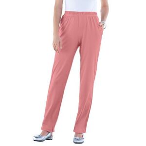 Plus Size Women's Straight-Leg Soft Knit Pant by Roaman's in Desert Rose (Size 6X) Pull On Elastic Waist