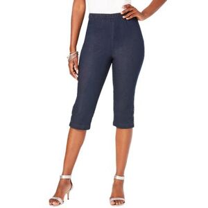 Plus Size Women's Button-Detail Comfort Stretch Capri Jean by Denim 24/7 by Roamans in Indigo Wash (Size 32 W)