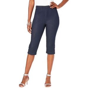 Plus Size Women's Button-Detail Comfort Stretch Capri Jean by Denim 24/7 by Roamans in Indigo Wash (Size 12 W)