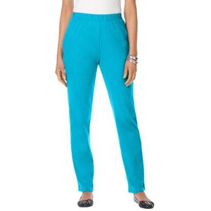 Plus Size Women's Straight-Leg Soft Knit Pant by Roaman's in Ocean (Size 4X) Pull On Elastic Waist