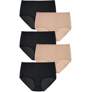 Plus Size Women's Nylon Brief 5-Pack by Comfort Choice in Nude Black Pack (Size 8) Underwear