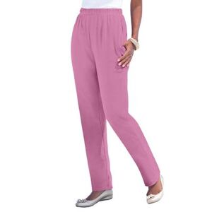 Plus Size Women's Straight-Leg Soft Knit Pant by Roaman's in Mauve Orchid (Size 1X) Pull On Elastic Waist