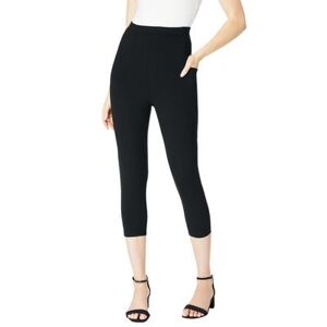 Plus Size Women's Side-Pocket Essential Capri Legging by Roaman's in Black (Size 18/20)