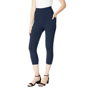 Plus Size Women's Side-Pocket Essential Capri Legging by Roaman's in Navy (Size 30/32)