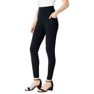 Plus Size Women's Side-Pocket Essential Legging by Roaman's in Black (Size 34/36)