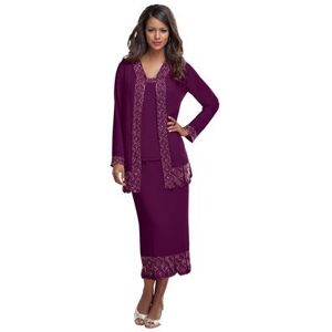 Plus Size Women's 3-Piece Skirt Set by Roaman's in Dark Berry (Size 38 W)