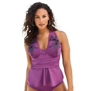 Plus Size Women's Lace-Appliquéd High-Neck Tankini by Swim 365 in Spice (Size 18)