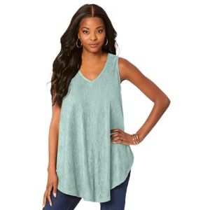 Plus Size Women's Textured Knit Swing Tank by Roaman's in Antique Mint (Size 18/20)