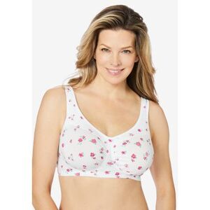 Plus Size Women's Wireless Leisure Bra by Comfort Choice in White Ditsy (Size 46 B)