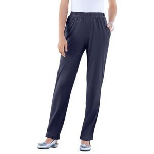 Plus Size Women's Straight-Leg Soft Knit Pant by Roaman's in Navy (Size 2X) Pull On Elastic Waist