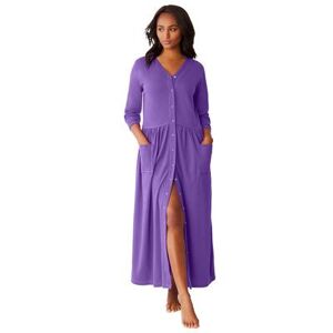 Plus Size Women's Long Snap-Front Knit Lounger by Only Necessities in Plum Burst (Size 3X)