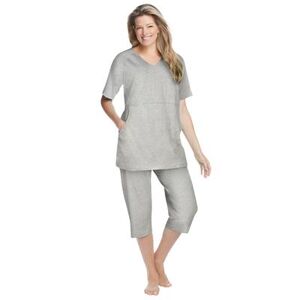 Plus Size Women's Capri Lounge Set by Dreams & Co. in Heather Grey (Size 34/36)