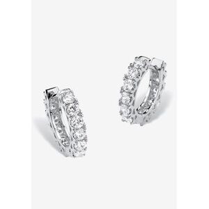 "Women's 2.40 Tcw Cubic Zirconia Silvertone Hoop Earrings With Surgical Steel Posts (.5"") by PalmBeach Jewelry in Silver"