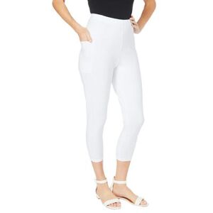 Plus Size Women's Side-Pocket Essential Capri Legging by Roaman's in White (Size 34/36)