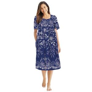 Plus Size Women's Mixed Print Short Lounger by Only Necessities in Evening Blue Vines (Size 3X)