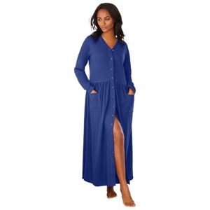 Plus Size Women's Long Snap-Front Knit Lounger by Only Necessities in Ultra Blue (Size 2X)