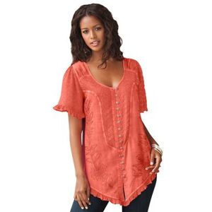 Plus Size Women's Acid Wash Tunic by Roaman's in Dusty Coral (Size 16 W)