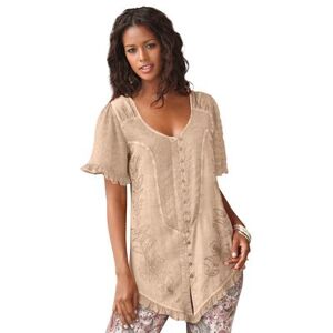 Plus Size Women's Acid Wash Tunic by Roaman's in New Khaki (Size 30 W)