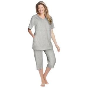 Plus Size Women's Capri Lounge Set by Dreams & Co. in Heather Grey (Size 22/24)