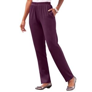 Plus Size Women's Straight-Leg Soft Knit Pant by Roaman's in Dark Berry (Size 4X) Pull On Elastic Waist
