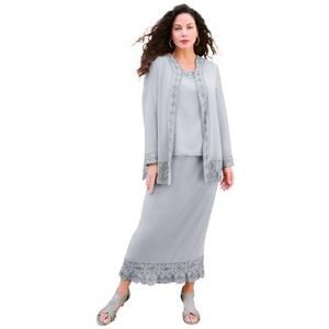 Plus Size Women's 3-Piece Skirt Set by Roaman's in Silver Shimmer (Size 42 W)