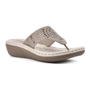 Wide Width Women's Cienna Sandals by Cliffs in Stone Fabric (Size 9 W)