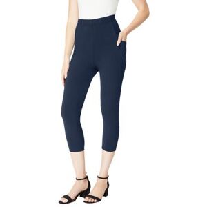 Plus Size Women's Side-Pocket Essential Capri Legging by Roaman's in Navy (Size 12)