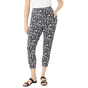 Plus Size Women's Side-Pocket Essential Capri Legging by Roaman's in Charcoal Painterly Abstract (Size 18/20)