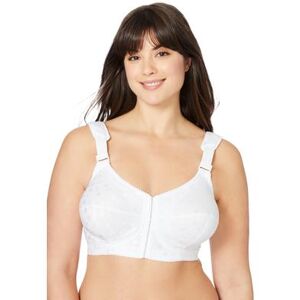 Plus Size Women's Jacquard Front-Close Wireless Bra by Elila in White (Size 42 J)