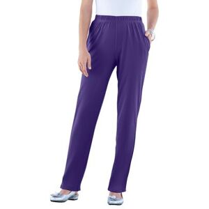 Plus Size Women's Straight-Leg Soft Knit Pant by Roaman's in Midnight Violet (Size 5X) Pull On Elastic Waist