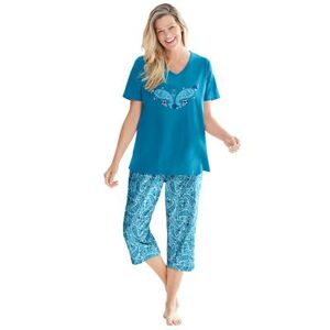 Plus Size Women's 2-Piece Capri PJ Set by Dreams & Co. in Pale Ocean Paisley (Size 6X) Pajamas