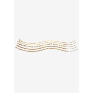 "Women's 5 Piece Herringbone, Curb & Cable Link Ankle Bracelet Set Goldtone 9"" Length Jewelry by PalmBeach Jewelry in Gold"