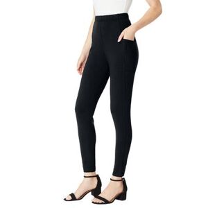 Plus Size Women's Side-Pocket Essential Legging by Roaman's in Black (Size 26/28)