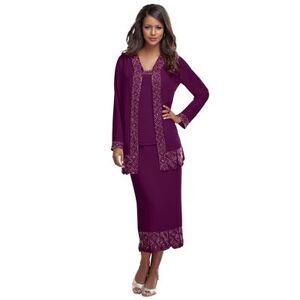 Plus Size Women's 3-Piece Skirt Set by Roaman's in Dark Berry (Size 44 W)