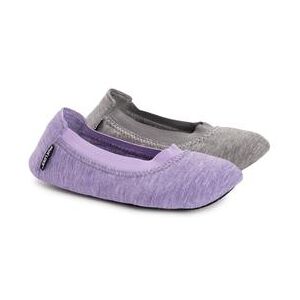 Women's Women'S 2 Pair Travel Ballerina Slippers Set by MUK LUKS in Grey (Size MEDIUM)